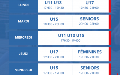 Planning d’entraînements saison 2021/2022